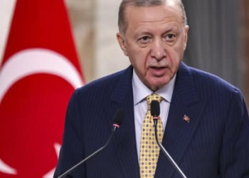 FILE - Turkish President Recep Tayyip Erdogan speaks during a joint statement to the media in Baghdad, Iraq, April 22, 2024. (Ahmad Al-Rubaye /Pool Photo via AP, File)